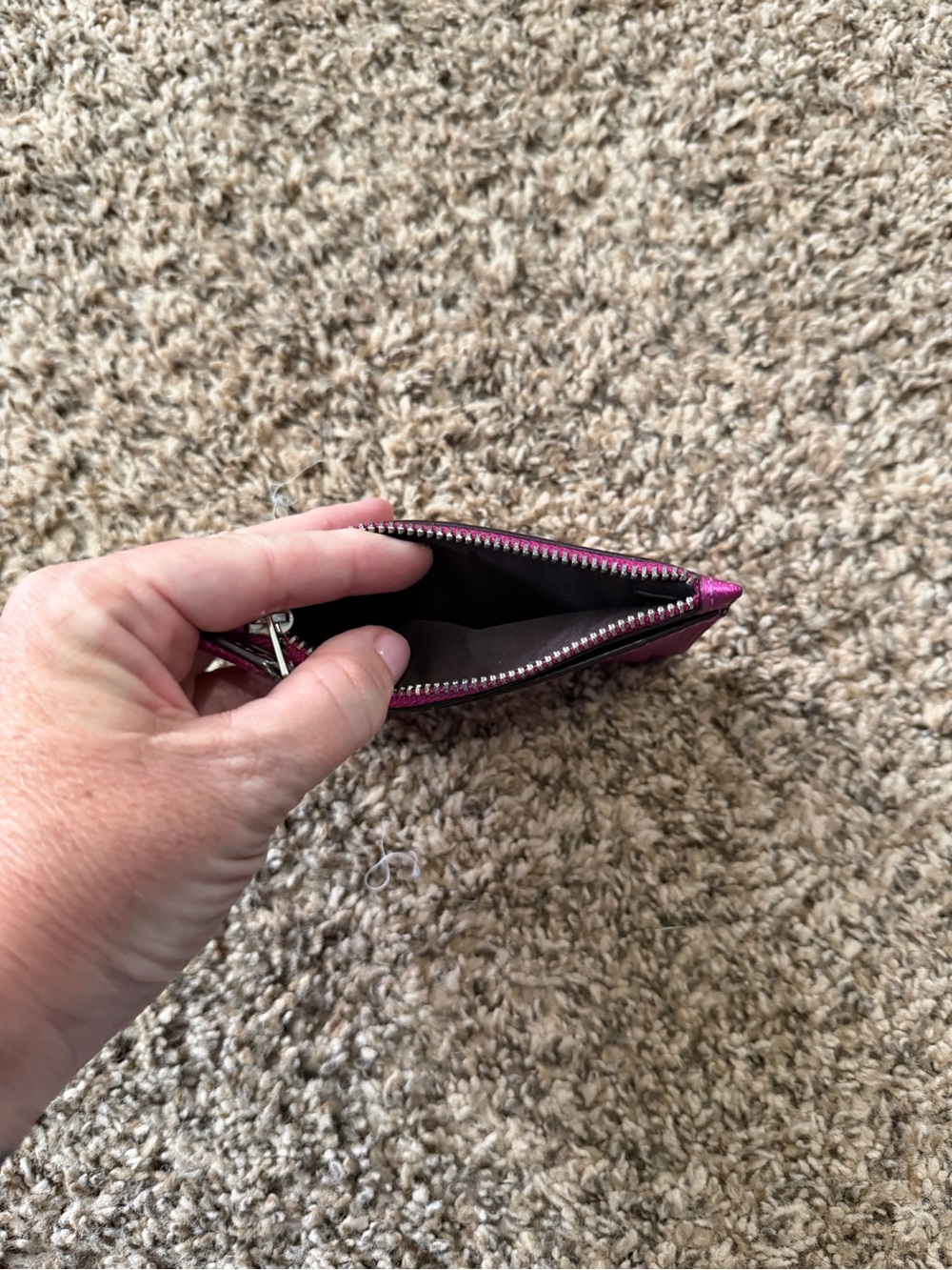 Coach Two-Tone Pink Metallic Zip Card Holder - Picture 3 of 4